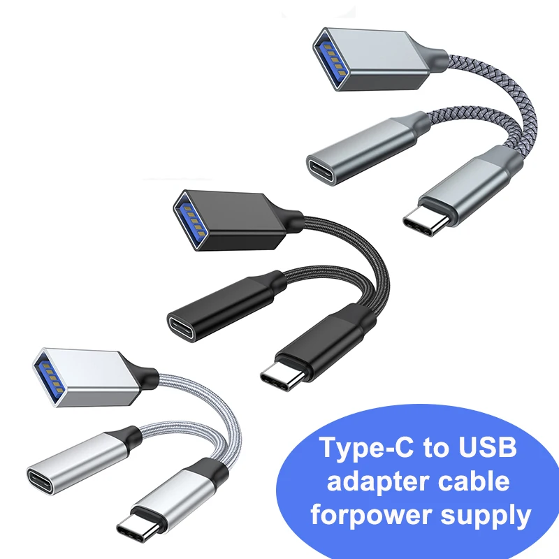 

USB C OTG Cable Phone Adapter 2in1 Type C Male to USB C Female Charging Port with USB Female Splitter Adapter for Samsung Xiaomi