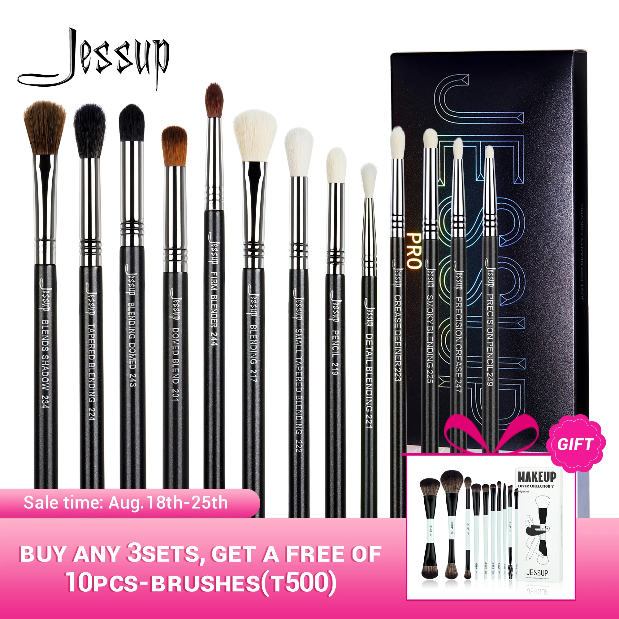 

Jessup Eye Makeup Brushes set Professional Eye Blending Brush Synthetic Blends Shadow Crease Pencil Smoky T338