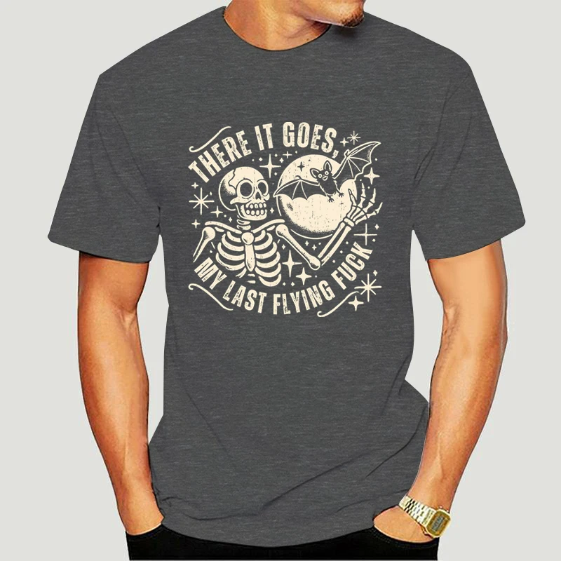 Mens T Shirts There It Goes My Last Flying Funny Skull Print Men T-shirts Clothing Funny Halloween T-shirts Harajuku Streetwear