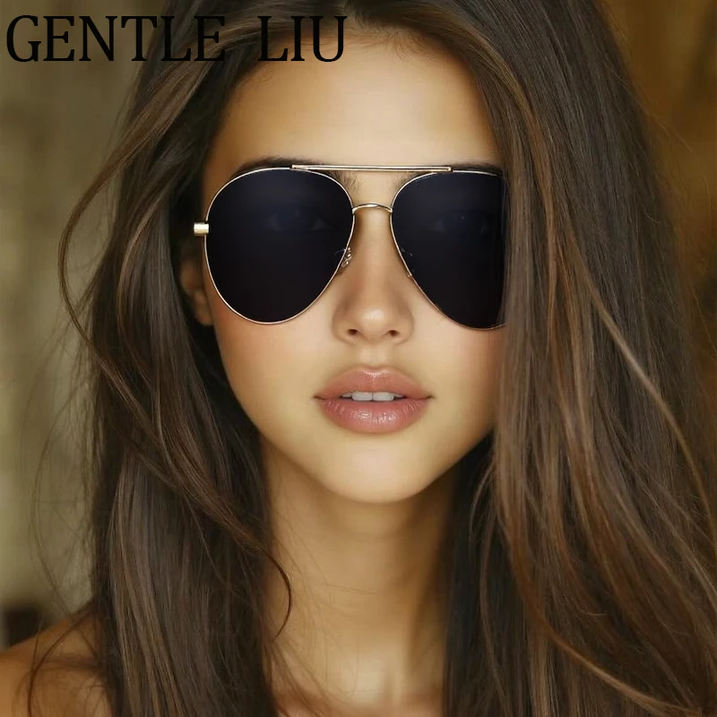 

Oversized Oval Pilot Steampunk Sunglasses 2025 Luxury Brand Retro Dual Beam Women's Sun Glasses Metal Thick Frame UV400 Eyewear