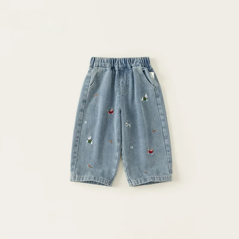 Pantalones vaqueros sueltos para niñas, pantalones largos para niños, lindos pantalones de pierna ancha bordados, pantalones vaqueros para niñas, pantalones vaqueros para niñas, Джсы Для Дев® opetк Ropa De Niña