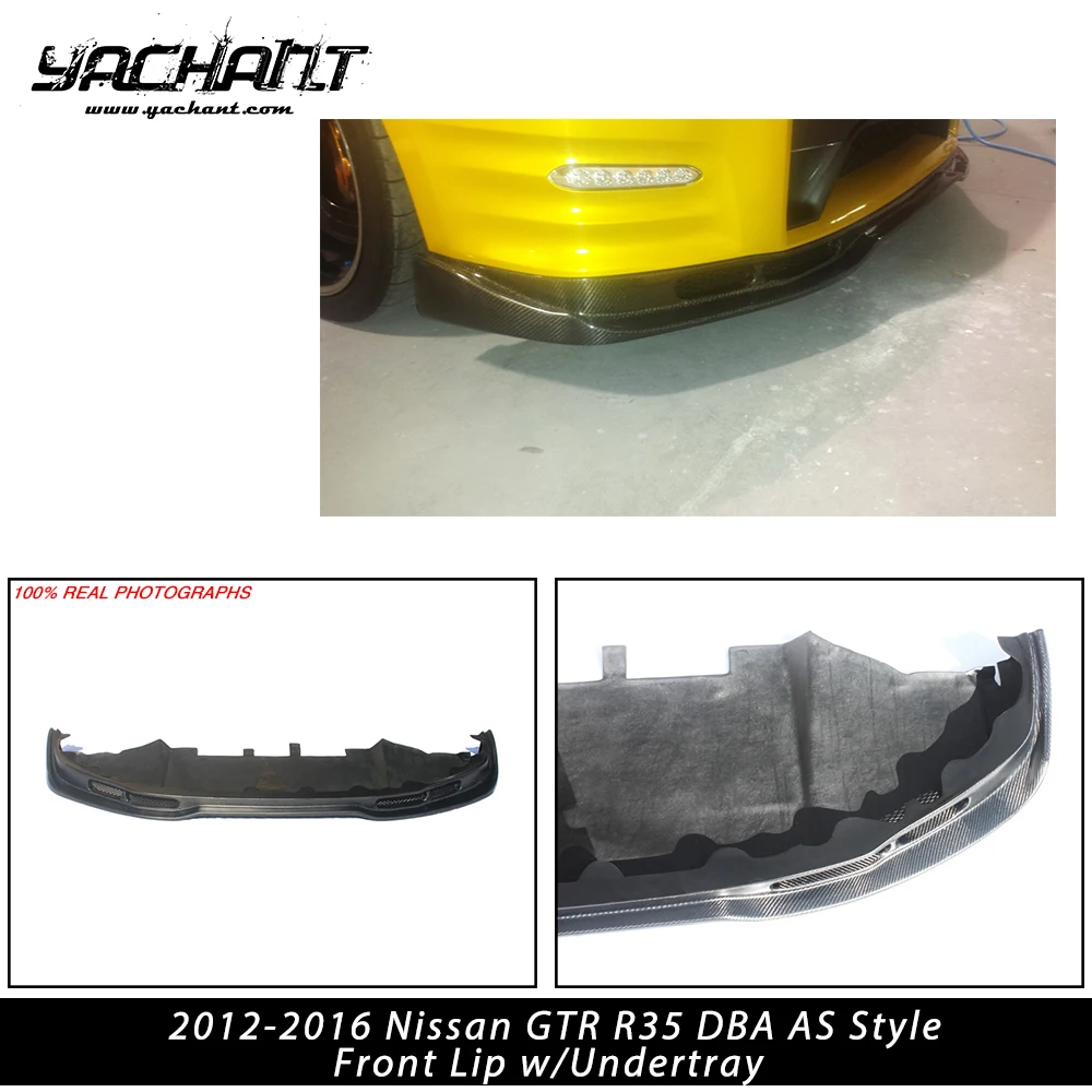 

Car-Styling Carbon Fiber Front Bumper Lip with Undertray Fit For 2012-2016 Nissan GTR R35 DBA AS Style Front Lip Splitter