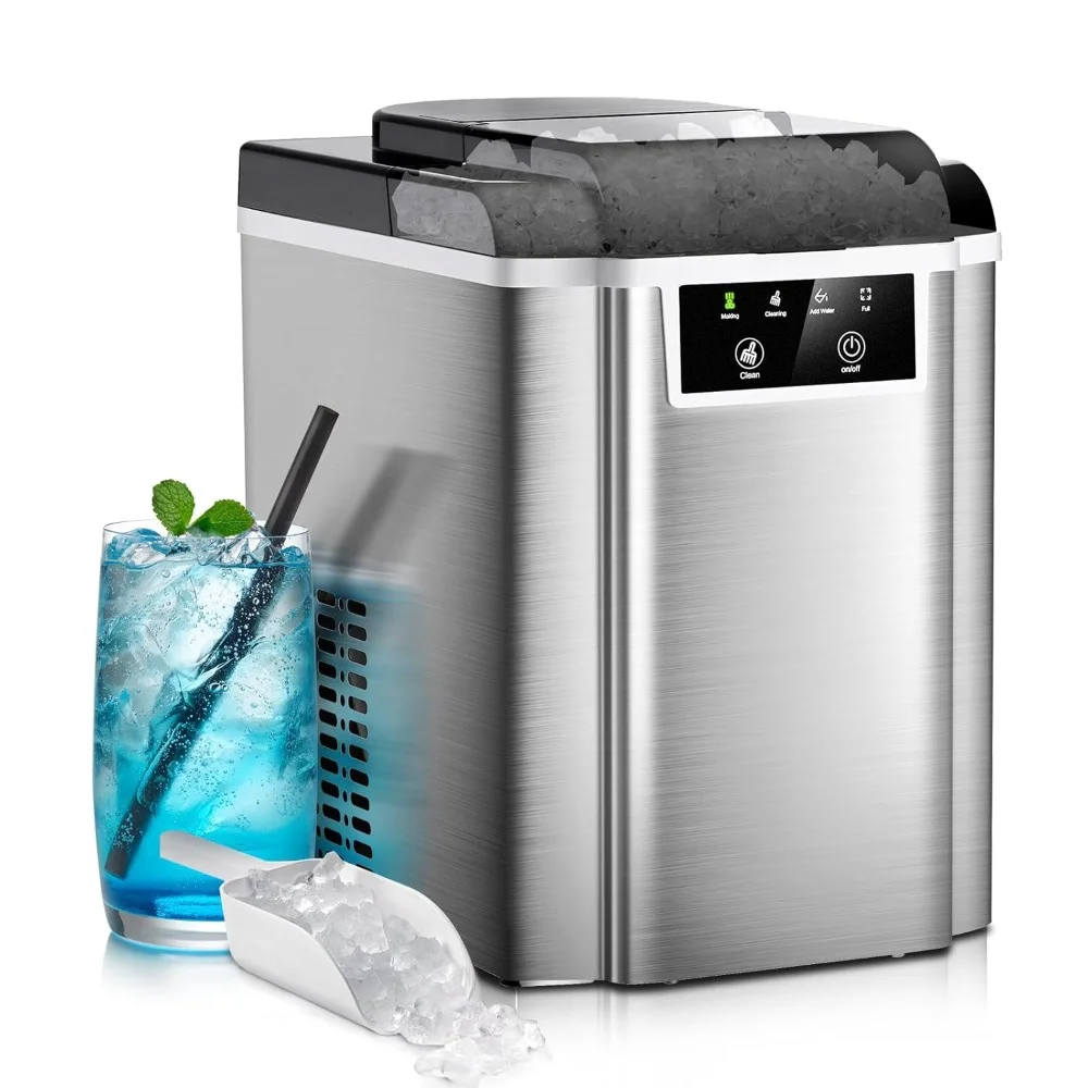 HAOYUNMA Ice Maker Countertop, 38LBS/DAY, Self Cleaning, Soft Chewable Pellet Ice Machine, Portable Crushed Ice Makers