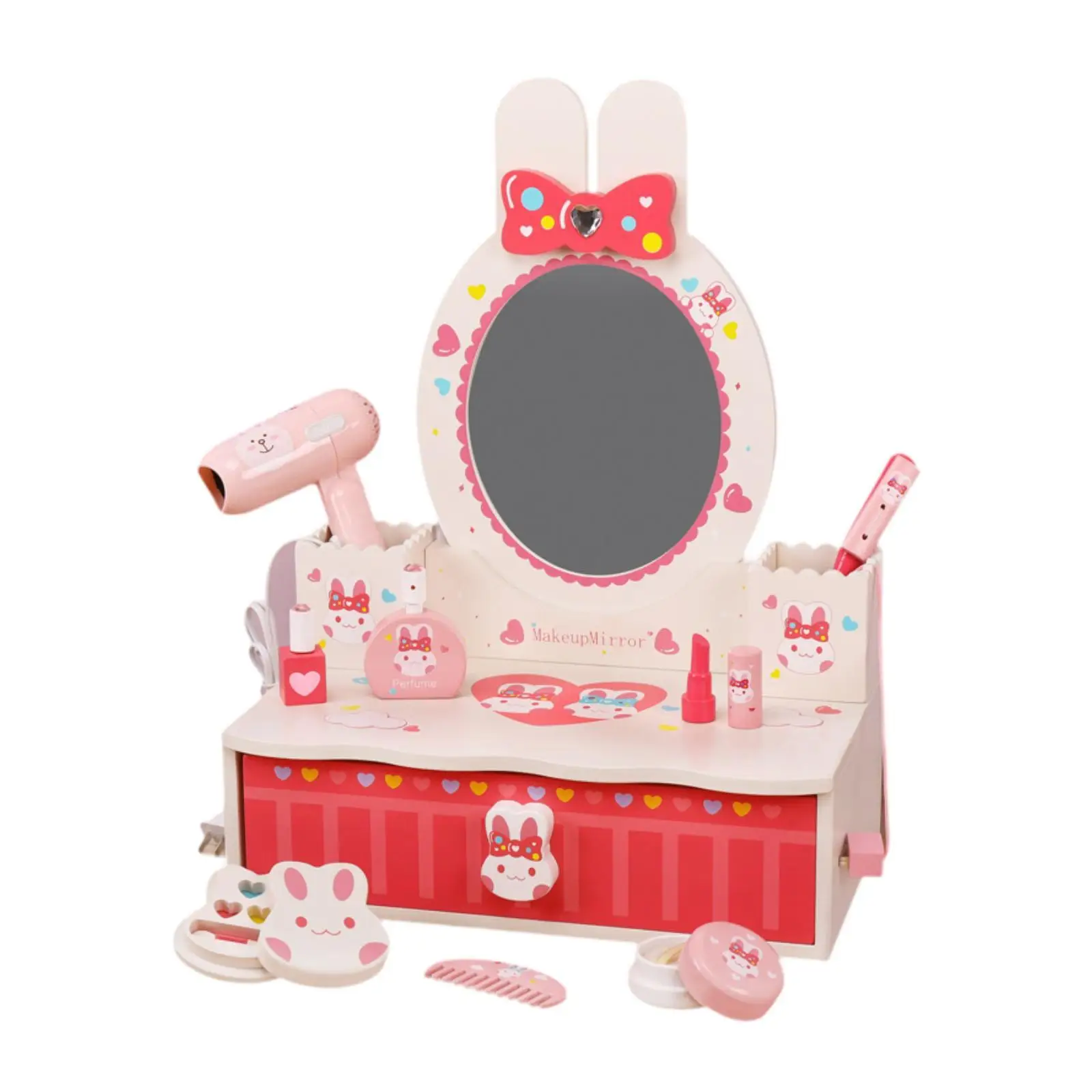 Pretend Play Makeup Table Set Educational Toys with Mirror Curling Iron for