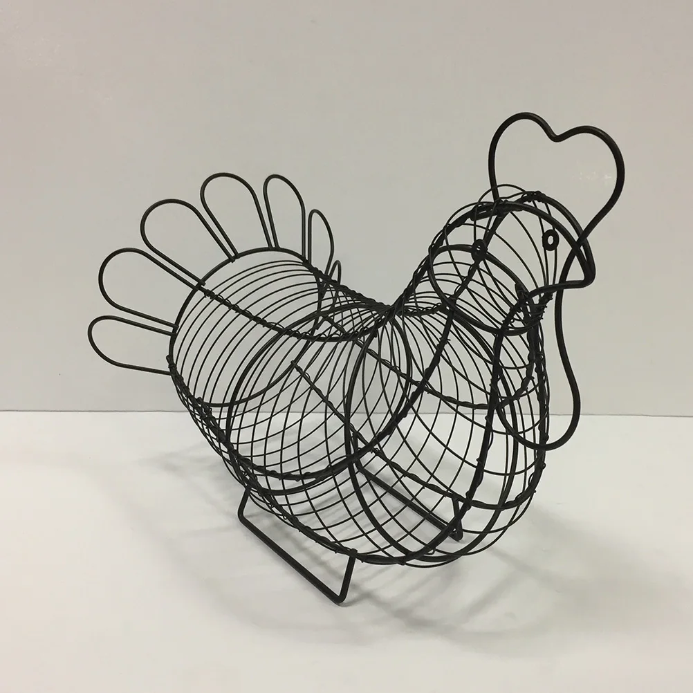 

Chicken Hen Shaped Iron Egg Basket Storage Wire Basket Multi-Functional Egg Shelf For Kitchen Space-Saving Fresh Keeping Rack