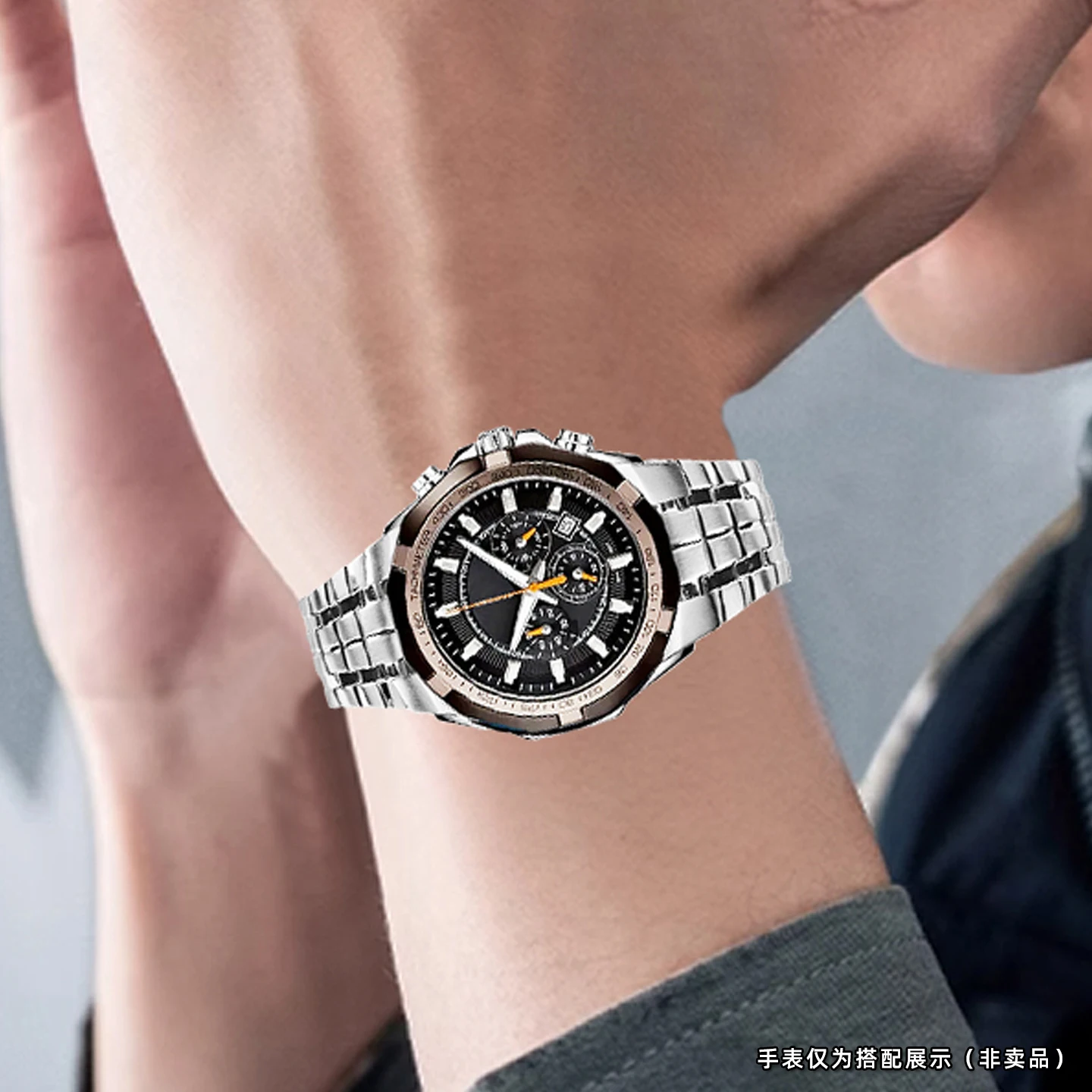 For Casio Edifice watch EF-540D-1A5 series 16mm convex mouth stainless steel strap men's watchband accessories curved wristband view 6