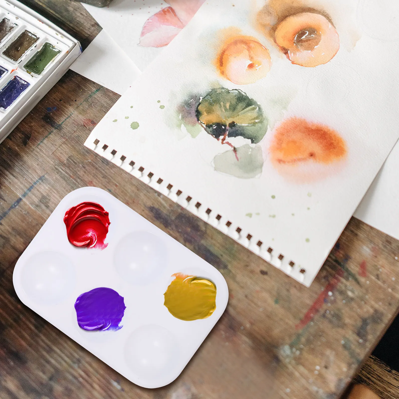 

12 Pcs Rectangle Watercolor Palette Art Painting Board Lightweight Space Saving Plastic Mixing Trays Practical Color