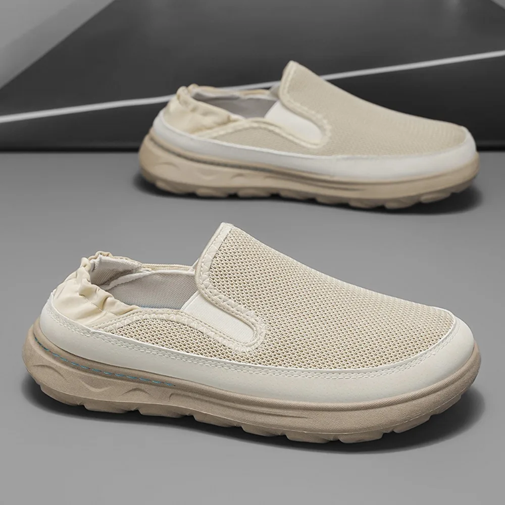 

Mesh fabric sports shoes with elastic slip - on design, casual men's shoes, trendy shoes, thick - soled and breathable dad shoes