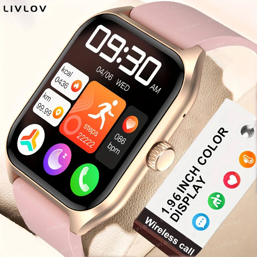 Body Temp Check Smartwatch for Women/ Men, 1.96'' Fitness Trackers with Breathing Exercise/ AI Voice Assistant/ 100+Sports