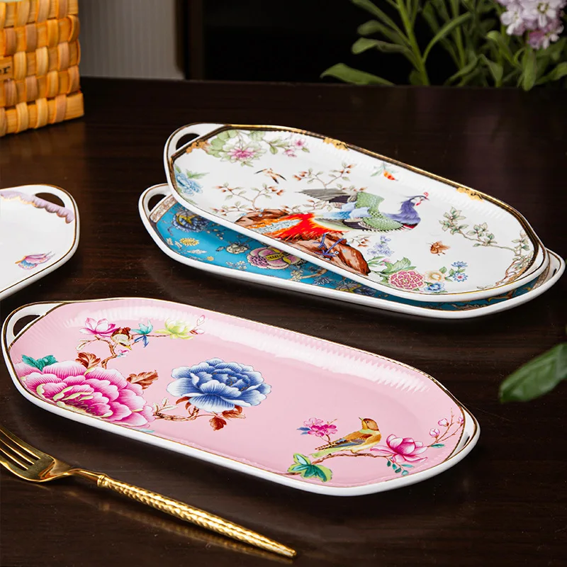 

HYS long bone china plate fine feature ceramic plate