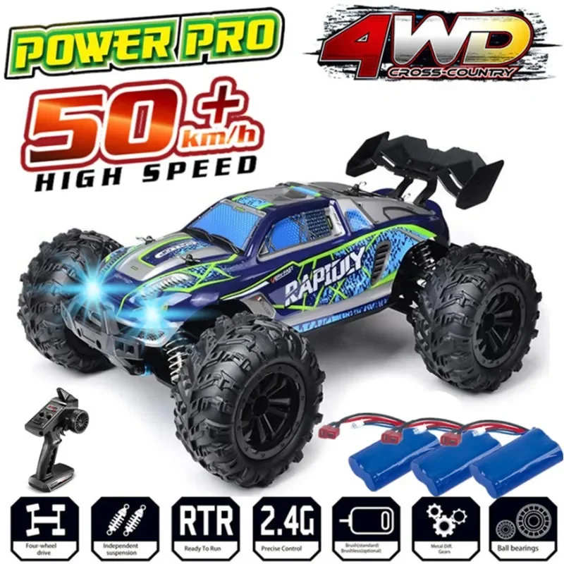 RC Cars Off Road 4x4 with LED Headlight 1/16 Scale Rock Crawler 4WD 2.4G 50KM High Speed Drift Remote Control Monster Truck Toys