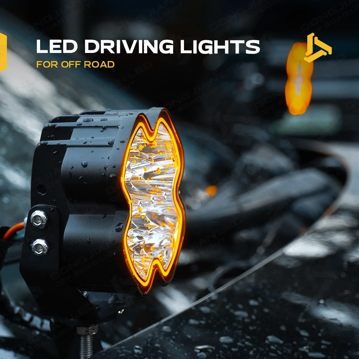 New 12V 4-inch Amber Light Emitting Diode Headlight White/Yellow Fog Running Light for DRL Off-Road Pickup/UTV/SUV