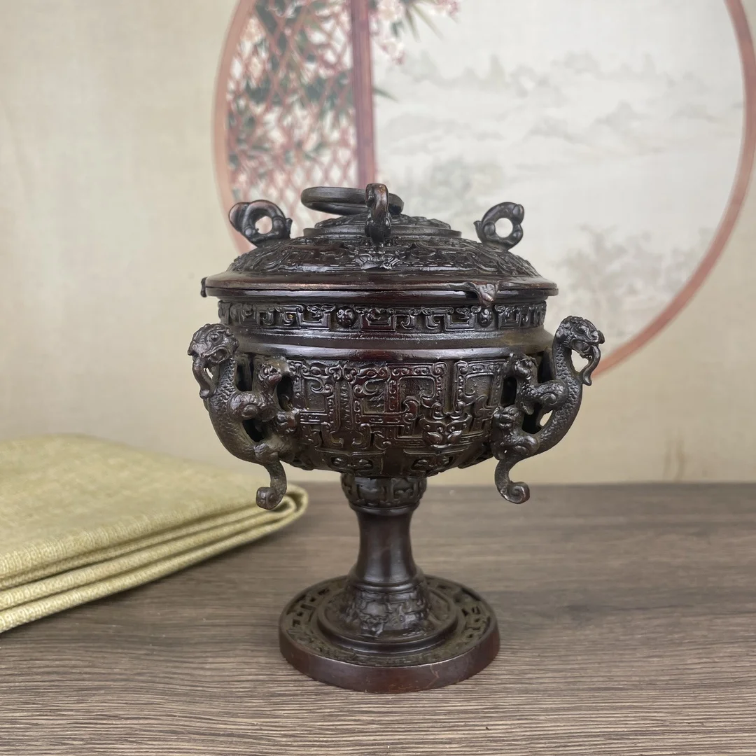 

Ретро китайская бронзовая курильница для украшения дома, коллекция скульптур, антикварные украшения