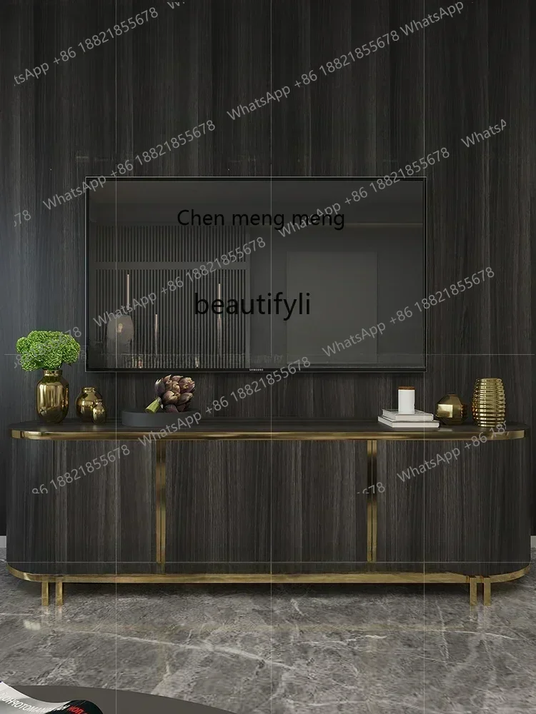 

cqyItalian TV cabinet coffee table American light luxury living room floor cabinet Nordic bedroom storage side cabinet