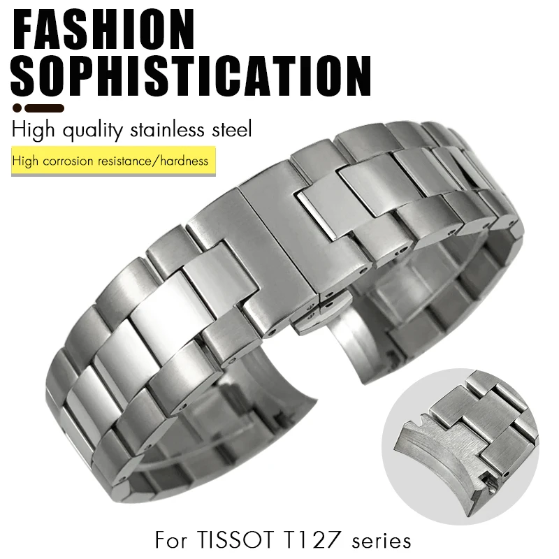 High Quality Stainless Steel Watchband Fit for Tissot 1853 Demeanour Series for T127.410 T127.407 T127 Metal Watch Strap 21mm