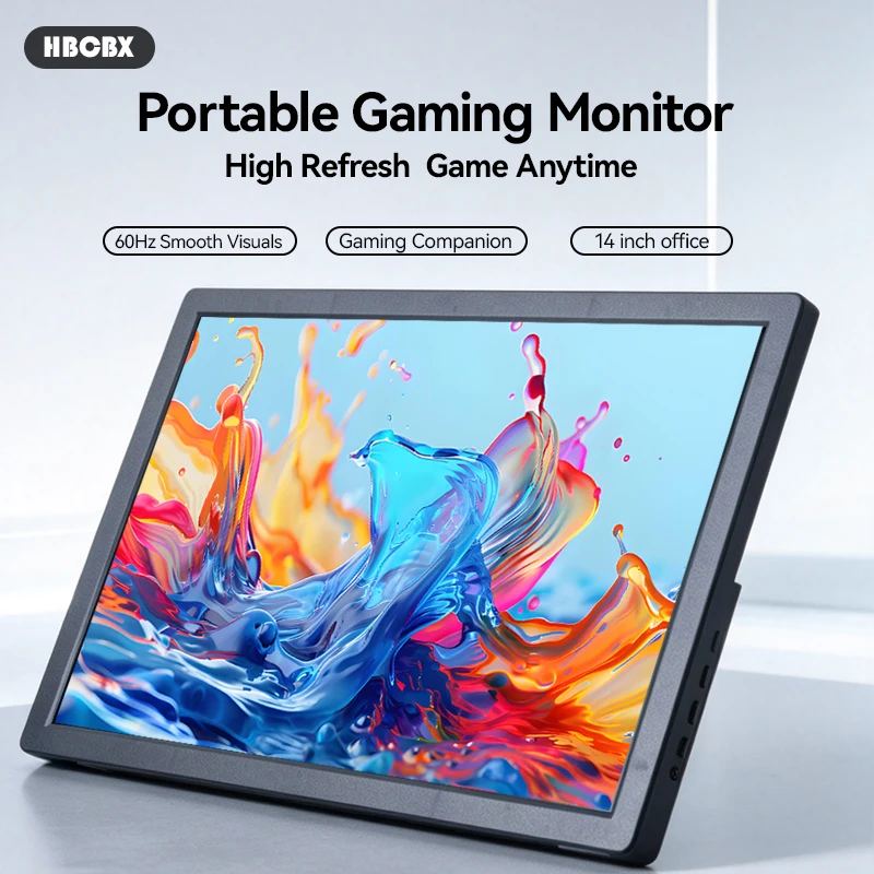 14 Inch Portable Display 60Hz Resolution 1366*768 TN Panel 16:9 250cd/ Brightness 3ms Response Portable Monitor For LaptopPhone