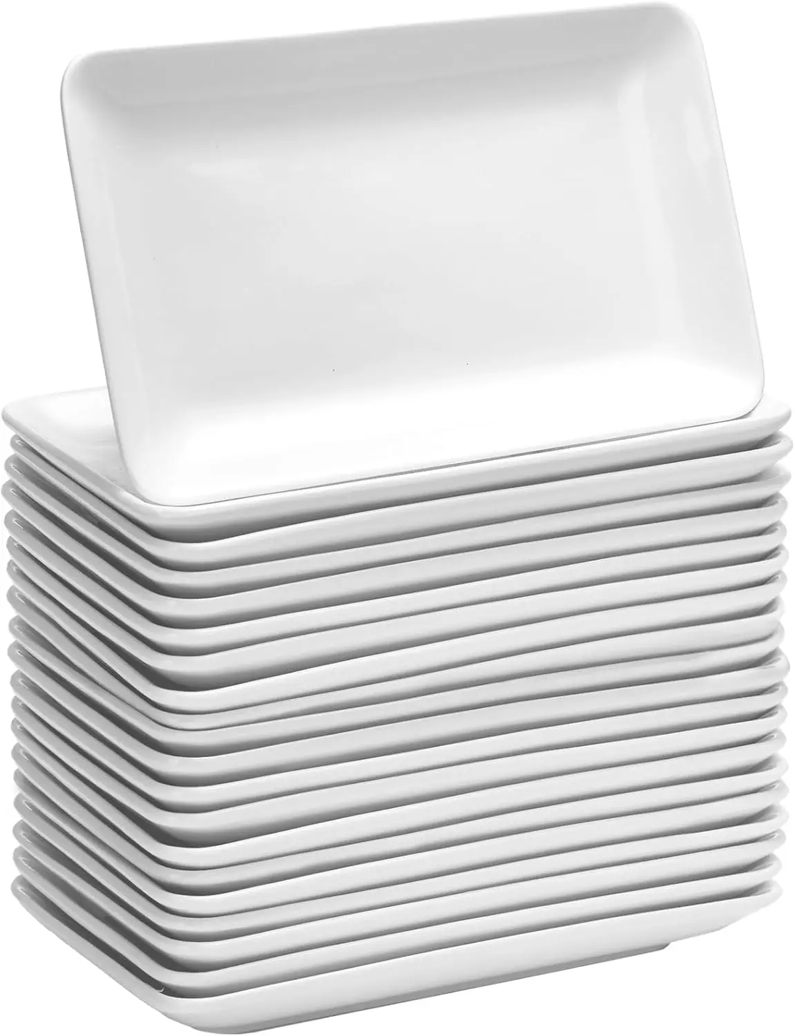 

20 Pcs 8 Inch Rectangular Salad Plates White Rectangular Porcelain Dessert Plates Appetizer Serving Tray Porcelain Platters