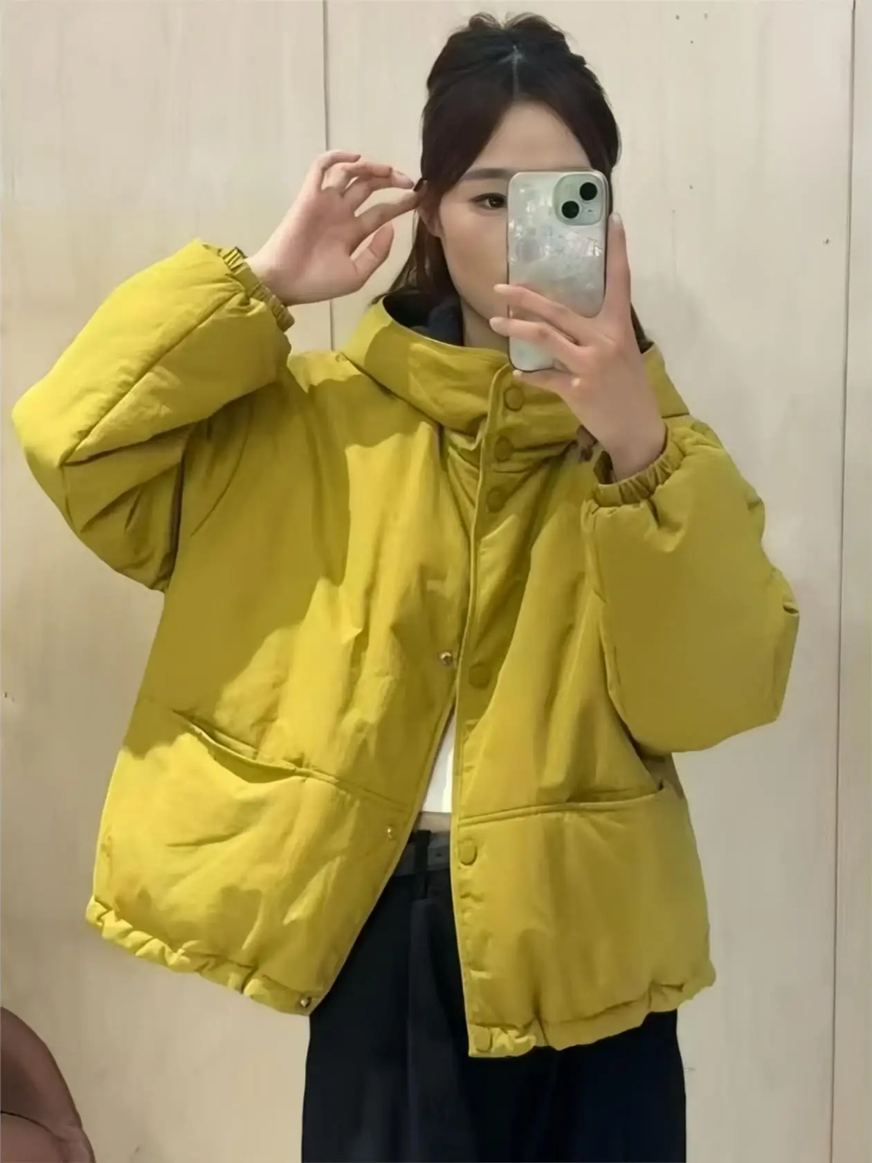 

Корейская укороченная хлопковая куртка в стиле пэчворк с капюшоном, женская свободная повседневная хлопковая куртка, осенне-зимняя новинка, трендовая