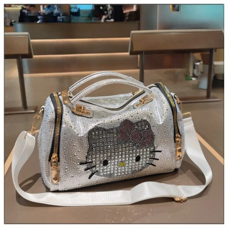 

Sanrio Hello Kitty, новая сумка, модная женская сумка через плечо с бриллиантами, легкая большая сумка премиум-класса, подарок большой вместимости