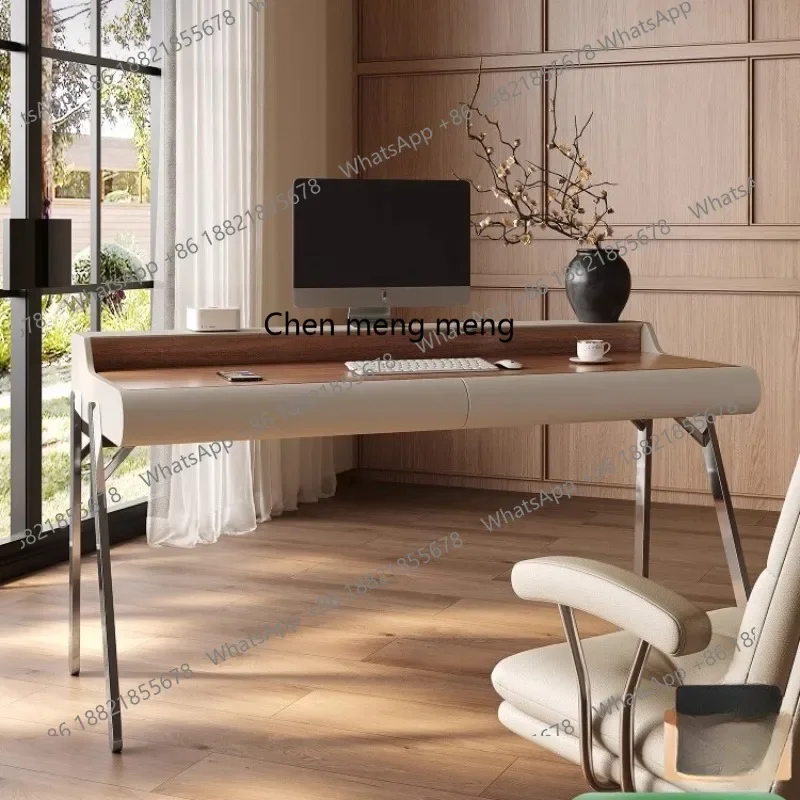 مكتب A139 غرفة نوم منزلية إيطالية بسيطة وغرفة معيشة بسيطة من خشب الجوز ومكتب كمبيوتر فاخر بجانب السرير #2