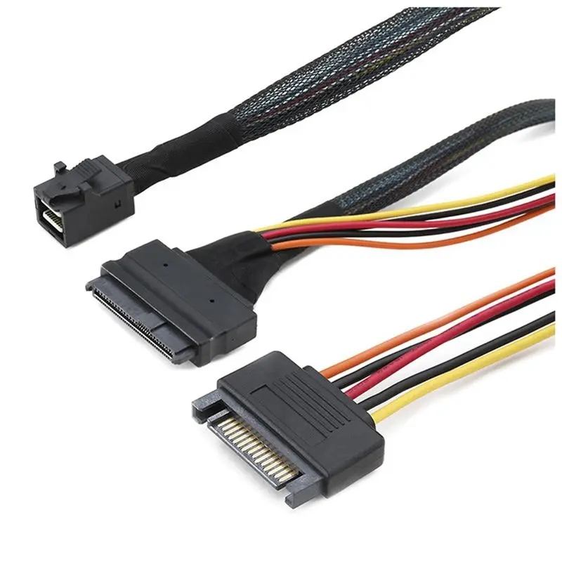 4X Built-In 12G Mini SAS HD To U.2 36P SFF-8643 To SAS U.2 SFF-8639 Cable With 15Pin SATA Power Supply,For U.2 SSD