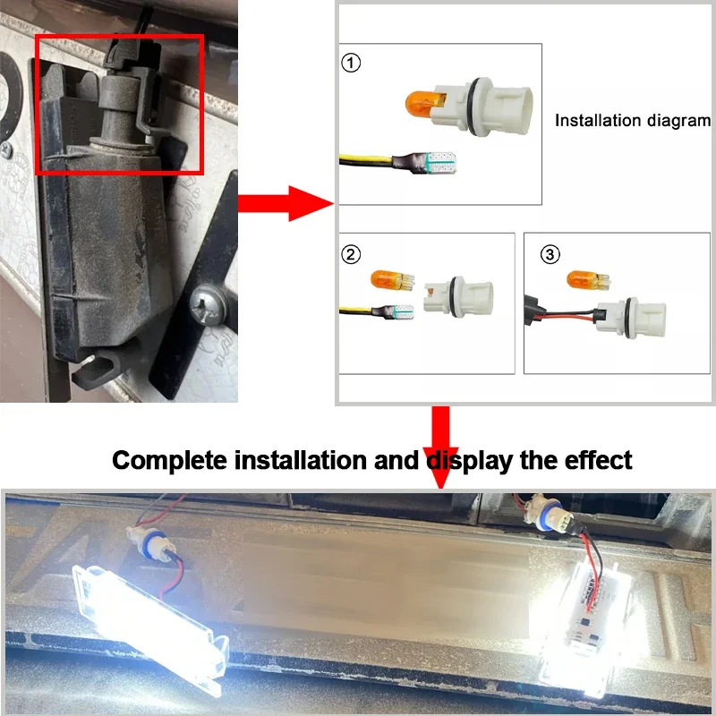 2PCS Rear OEM LED License Plate Light Bulbs For Opel Corsa C 2001-2006 D 2006-2011 E 2014-2019 Astra H 2004-2010 K 2015-2021 - view 5