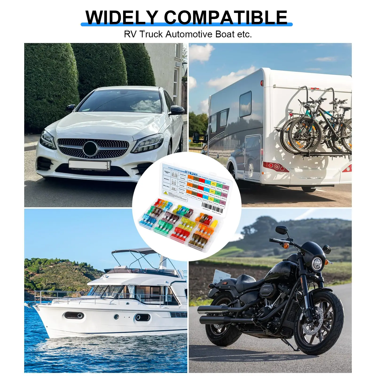 300/180/120pcs Car Blade Fuse Assortment Kit Auto Truck Automotive Medium Small Fuse Mixed Motorcycle Circuit Fuse With Box