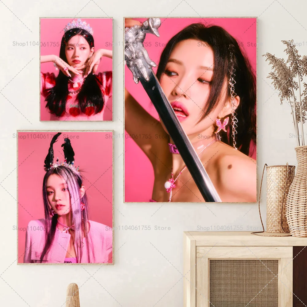 1PC Gidle Queencard Poster Self-adhesive Art Waterproof Paper Sticker Coffee House Bar Room Wall Decor