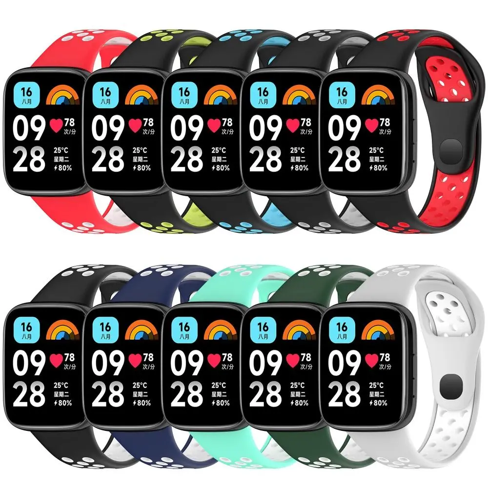 Tali jam tangan silikon, pengganti Aksesori jam tangan gesper dua warna gelang untuk Redmi Watch 3 jam tangan pintar aktif