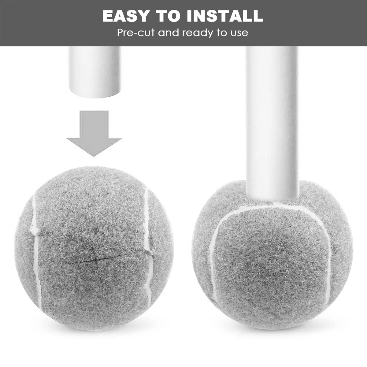 2 PCS Precut Walker Tennis Ball for Furniture Legs and Floor Protection, Heavy Duty Long Lasting Felt Pad Covering,Grey