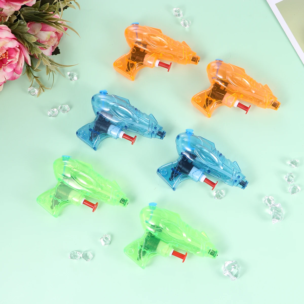 12pcs Transparent Water Guns Kids Beach Outdoor Toys Child Fun Pool Mini Soakers Shooters Vibrant Color