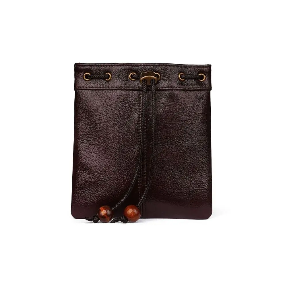 Retro PU Leather PU Leather Drawstring Pouch Two Size Medieval Style Storage Pouch Drawstring Closure Coin Purses Women Men
