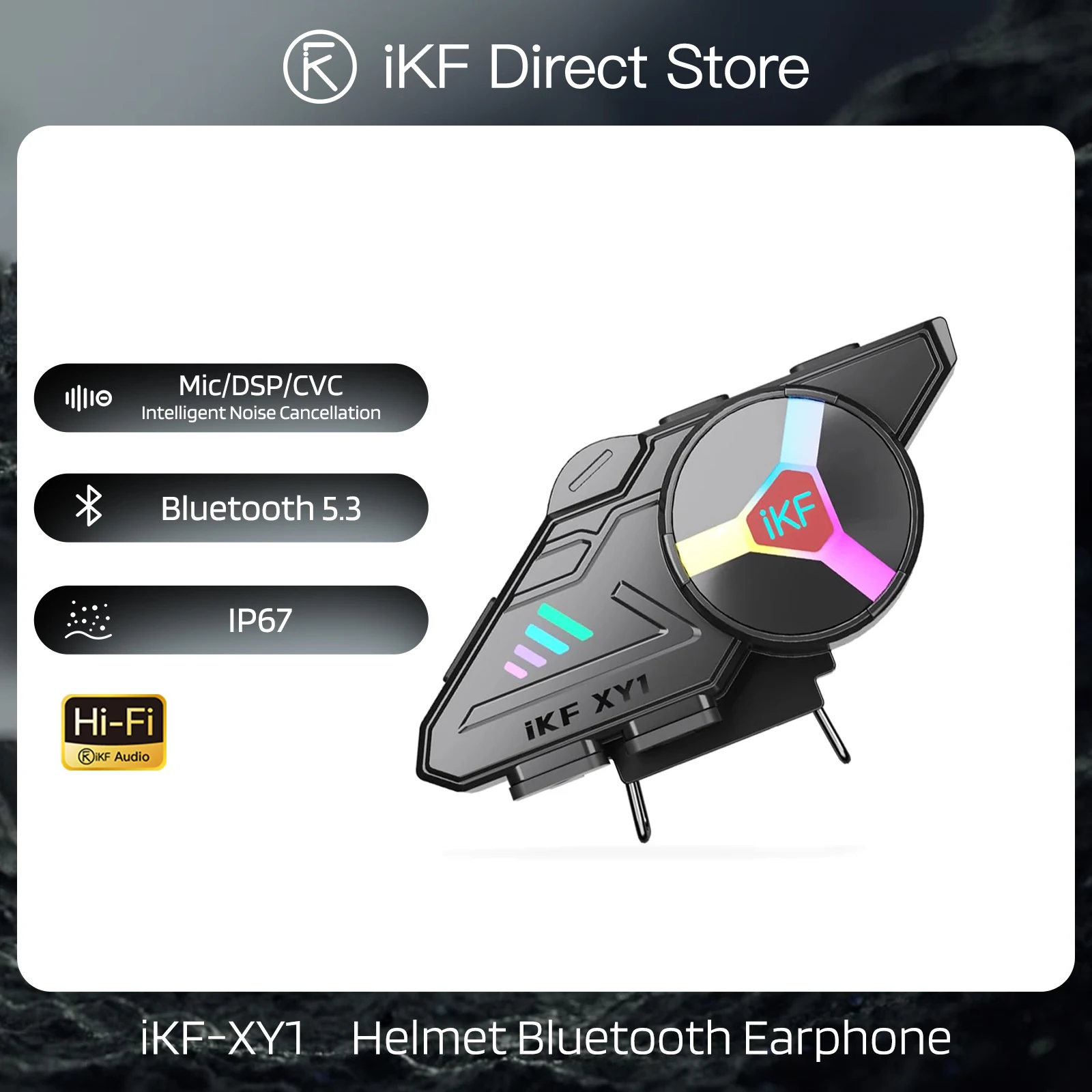 iKF-XY1 XY2 Motorcycle Helmet Bluetooth Headset Automatic Call Answering Earphones Voice Contro IP67 Waterproof Outdoor Riding