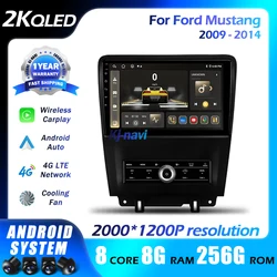 Android 14 For Ford Mustang 2009 - 2014 Stereo Multimedia Player Car Radio GPS Navigation BT WiFi Bluetooth 360 Camera Carplay