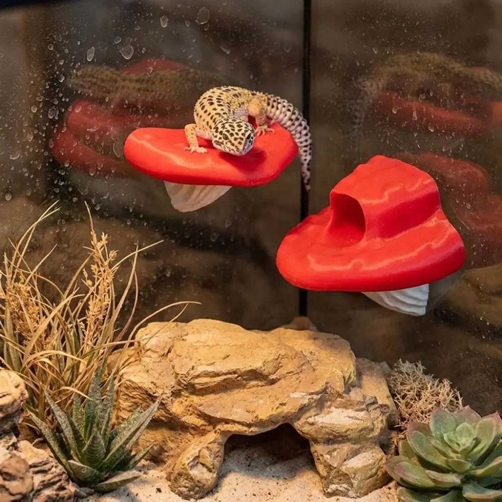 2PCS 3D Printed Jumping Spider Mushroom-shaped Platform Plastic Suction Cup Reptiles Avoid Caves Decorative Jumping Spider Ledge