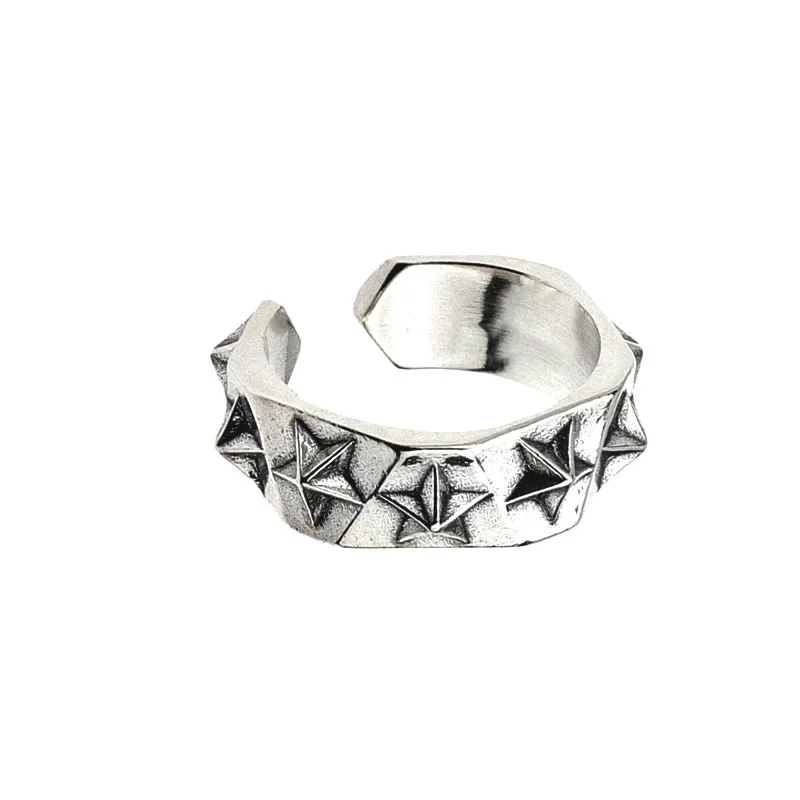 Faceted five-pointed star open ring, fashionable, personalized and trendy women's cool style open ring