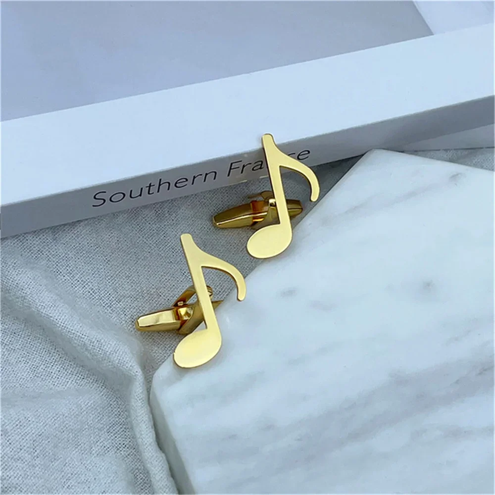 

Stainless Steel Cufflinks for Men Fashion Design Musical Note Men's Shirt Cuff Button Personality Party Wedding Accessories Gift
