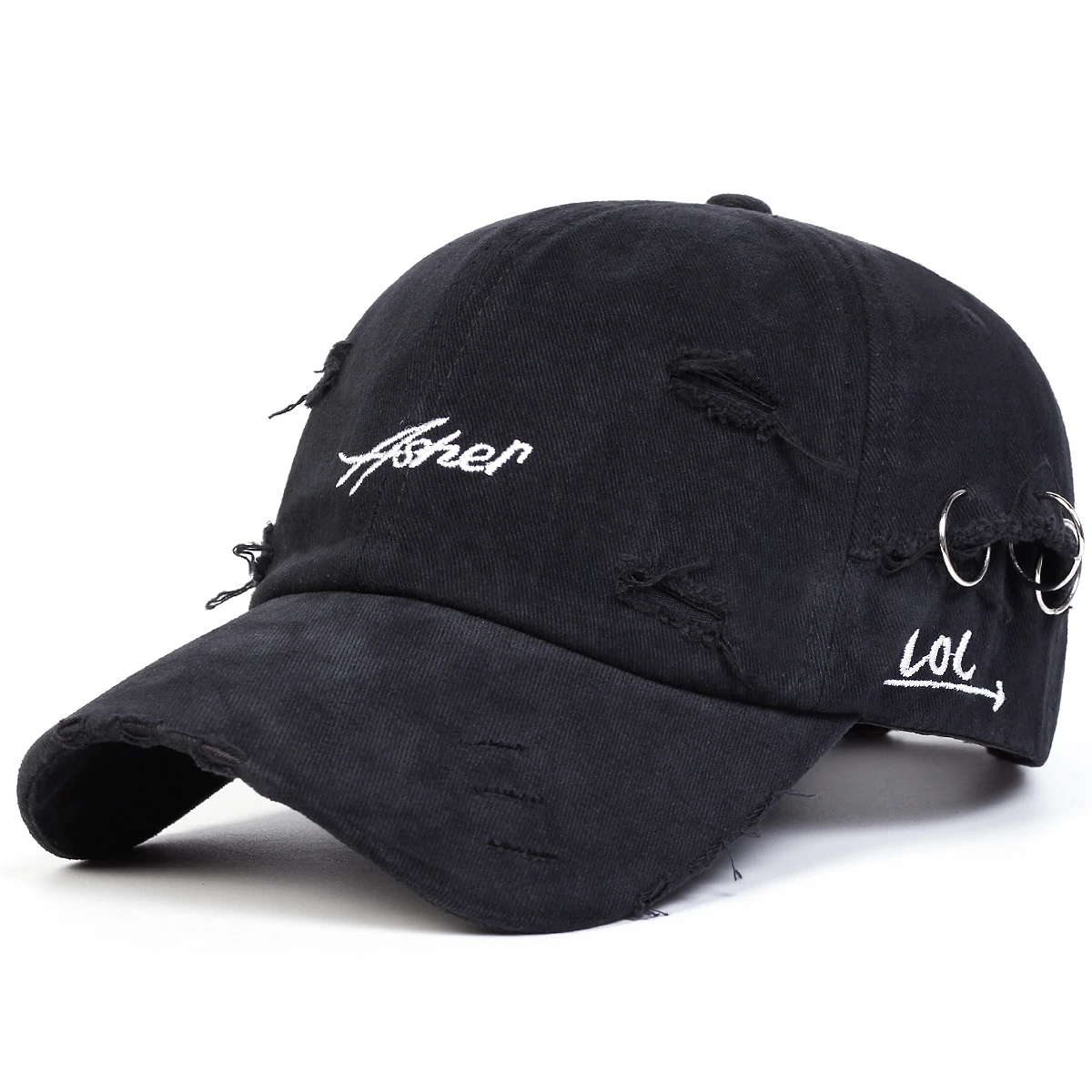 Unisex Asher Stickerei Loch-Eisenring Baseballkappen Frühling Herbst Outdoor Sonnenschutz Hut Verstellbare Lässige Trucker-Mützen – Detail 2
