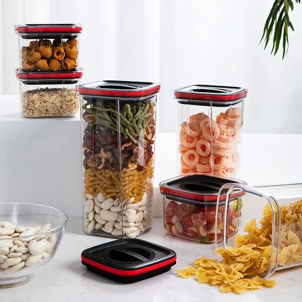 Plastic Food Storage Container for Kitchen Convenience Food Storage Box Organizer Jars with Lid Jars Bulk Cereals Spices Boxes