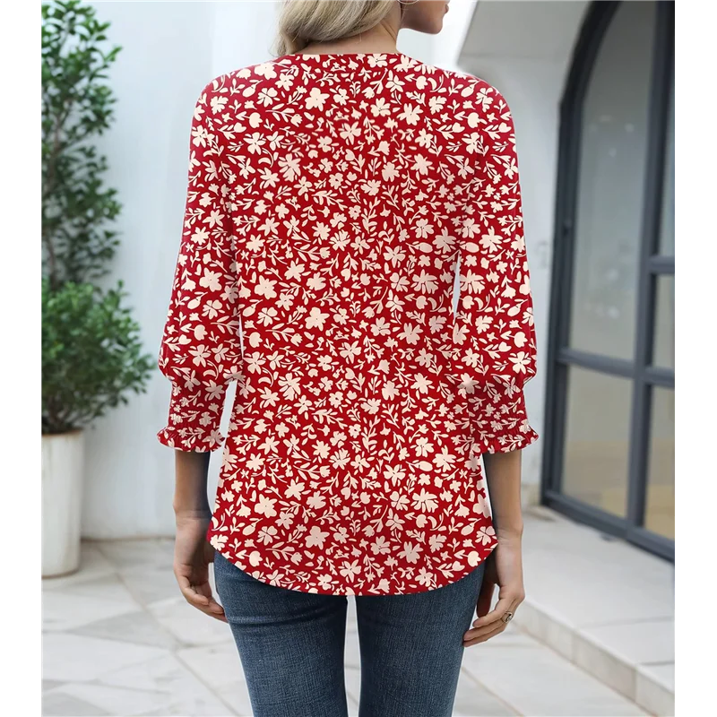 

Женские модные топы 2025 года с рукавами 3/4 в деловом стиле, повседневные блузки, летние футболки-A55G