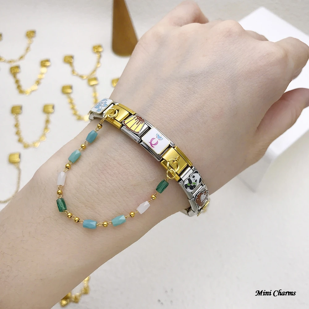 Modische Bunte Perlen 6 Stile Hängekette Italienische Charms Passend für 9mm Armband Edelstahl DIY Schmuck für Damen und Herren – Detail 3