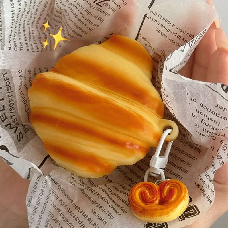 3D Croissant Bread Suitable For Airpods Protective Cover Airpods Pro Headphone Cover Airpods 4 2 Wireless Bluetooth Airpods3 Pro