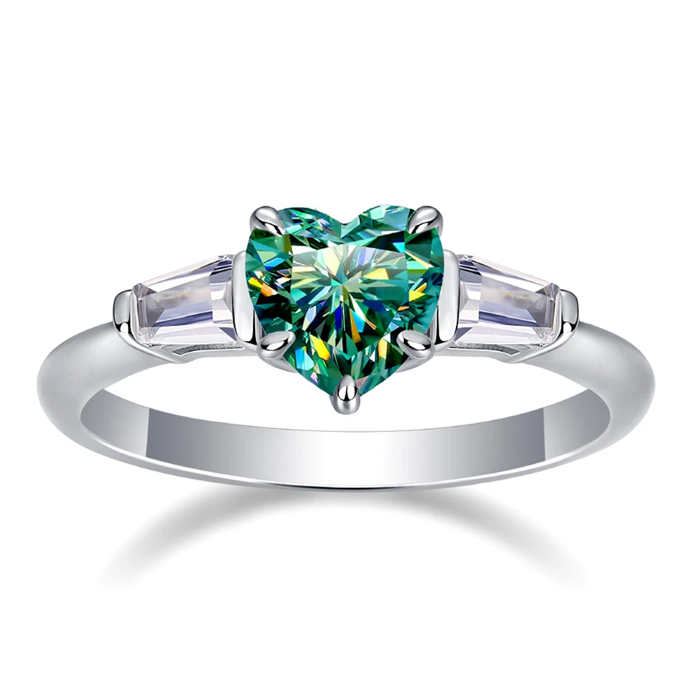 

D Color 1ct Heart-Shaped Moissanite Ring S925 Sterling Silver Wedding Rings For Women Marry Birthday Party Jewelry Gift