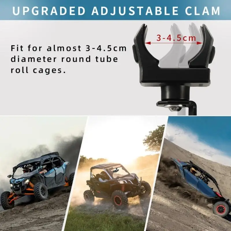 F1CF 360 Degree Rotatable Convex Rear View Mirror With Adjustable Roll Bar Cage Mount