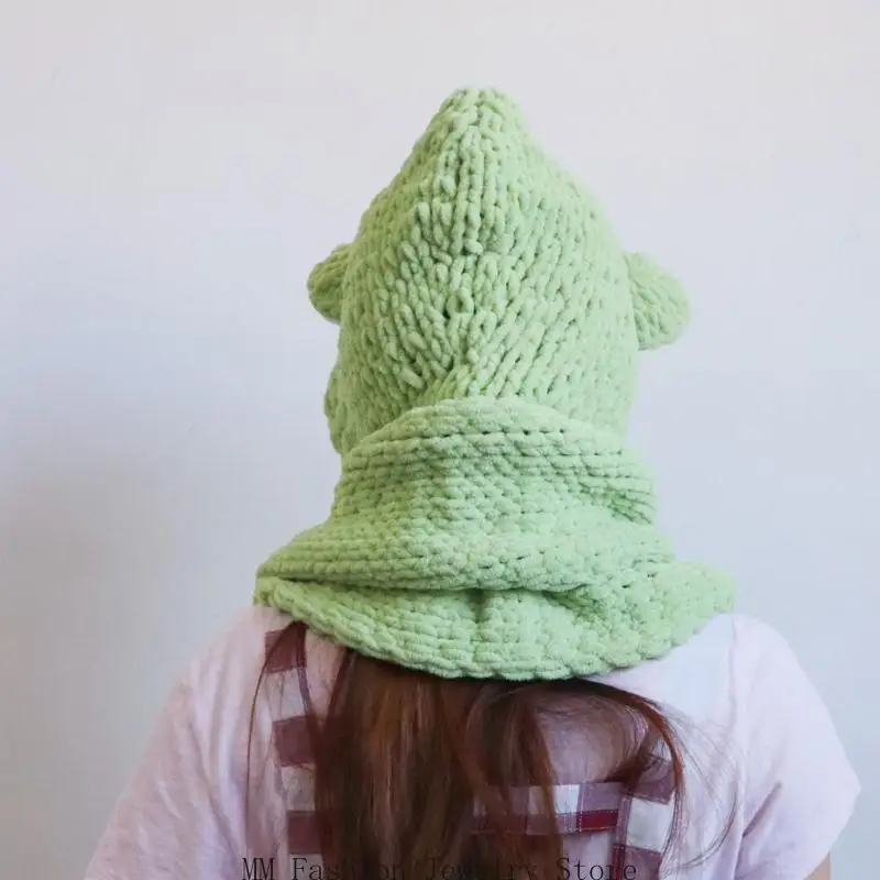 Light Green Character Scarf Hat for Cold Weather Costume Styling D0UB