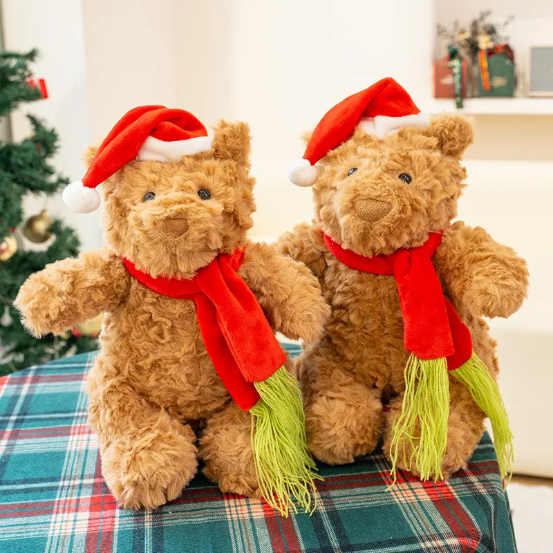 Peluche natalizio super carino Orsetto di peluche Kawaii Peluche Peluche Bambola Sciarpa di Natale Decor Regali di Natale per bambini