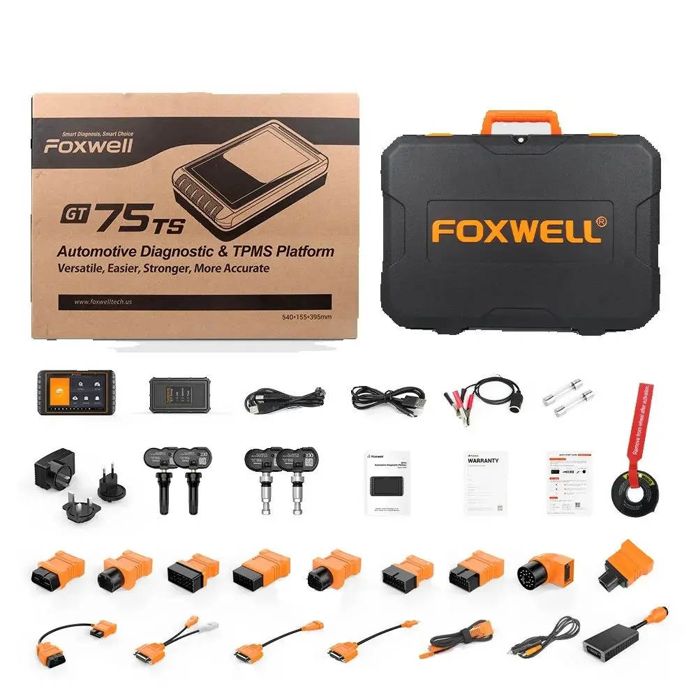 2024 FOXWELL GT75TS OBD2 Scanner Bi-Directional Scan Diagnostic Tools ECU Coding TPMS Relearn/Activate/Program for Workshop Tool