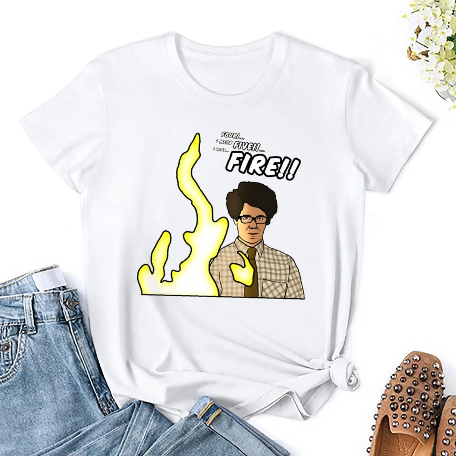 Fire The IT Crowd Classic for Sale T-shirt Crewneck Campaign T-shirts Hipster Leisure Humor Graphic