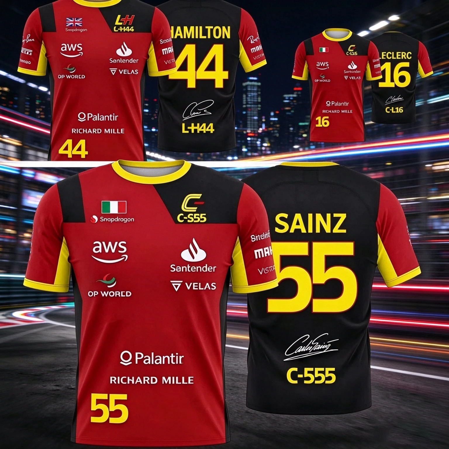 2026 New Special Edition Hamilton Summer Unisex Motorsport Fans 44 Red Black Racing Team Uniform Jersey Parent-child T-Shirt