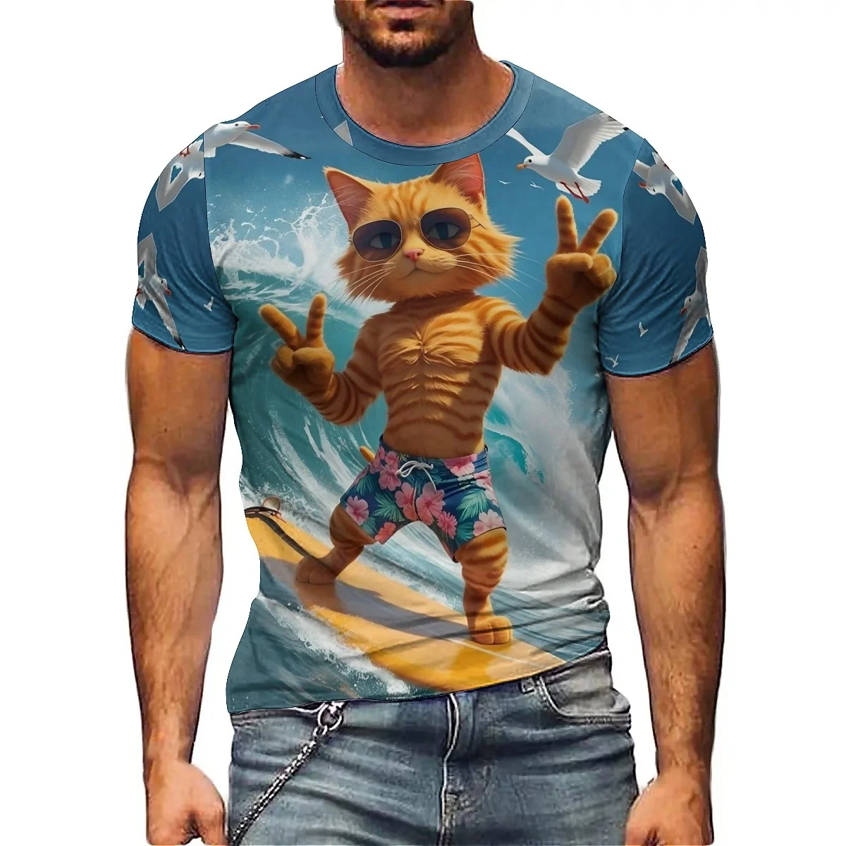 

Retro Cute Tie-Dye Men's 3D Printed Short Sleeve T-Shirt - Loose Fit & Soft Texture